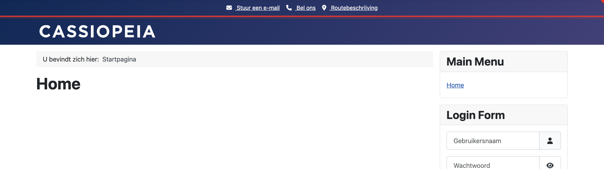 Pretty Links op de website met het template Cassiopeia