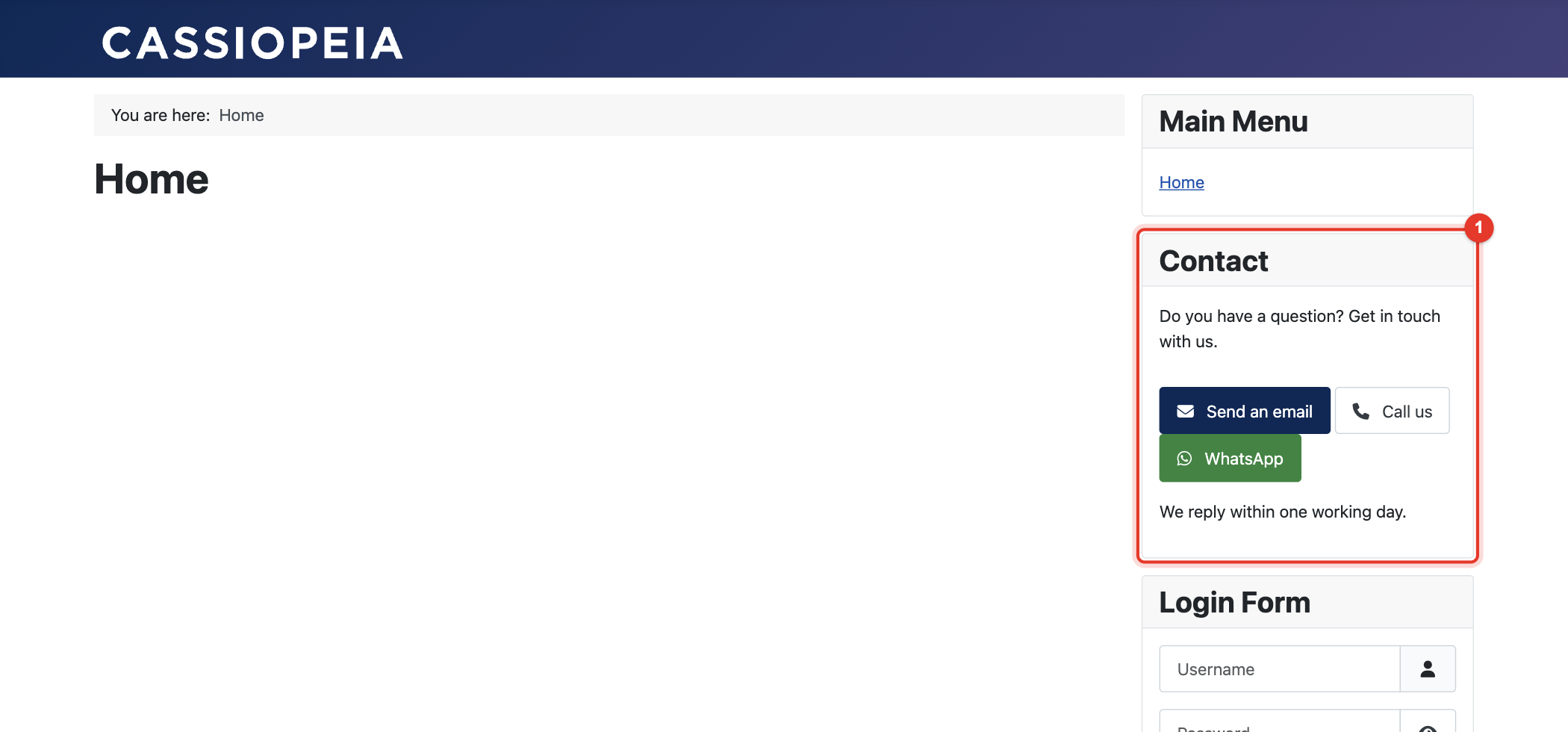 Pretty Buttons on the website with the Cassiopeia template