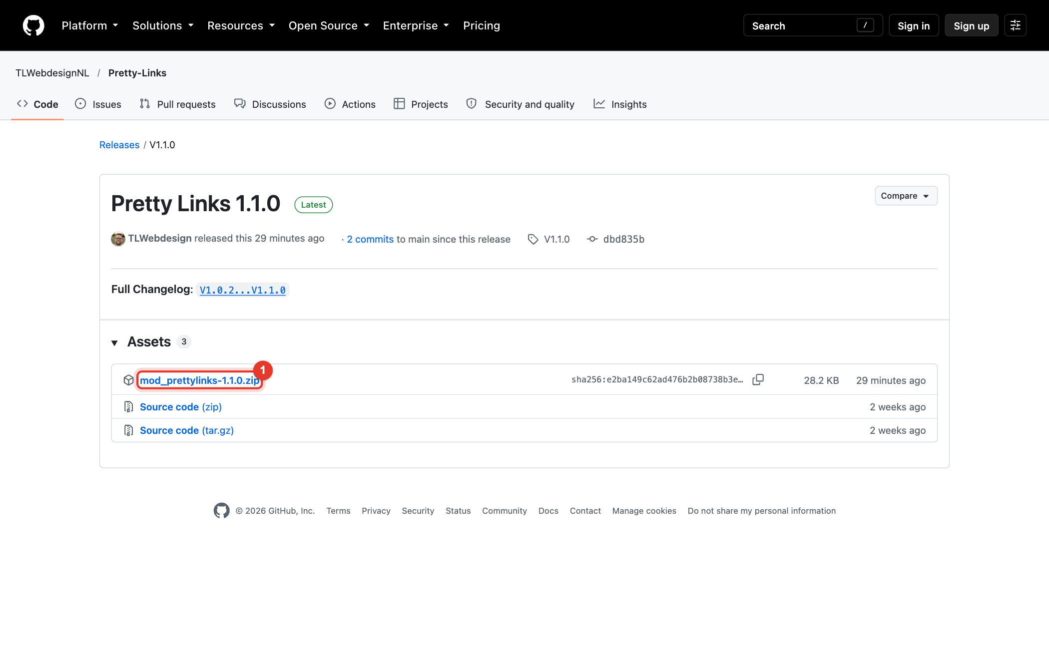 Download Pretty Links from GitHub