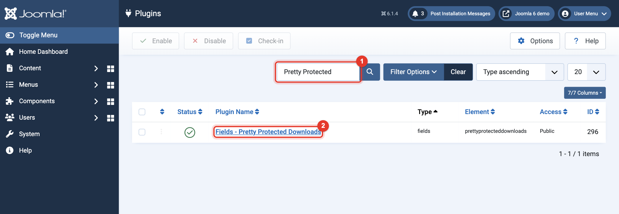 Joomla 6 Plugins, searching for Pretty Protected Downloads